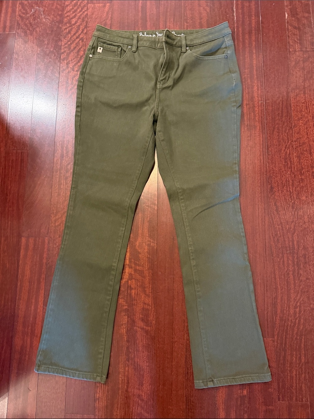 Elle Olive Green Boot Cut Jeans